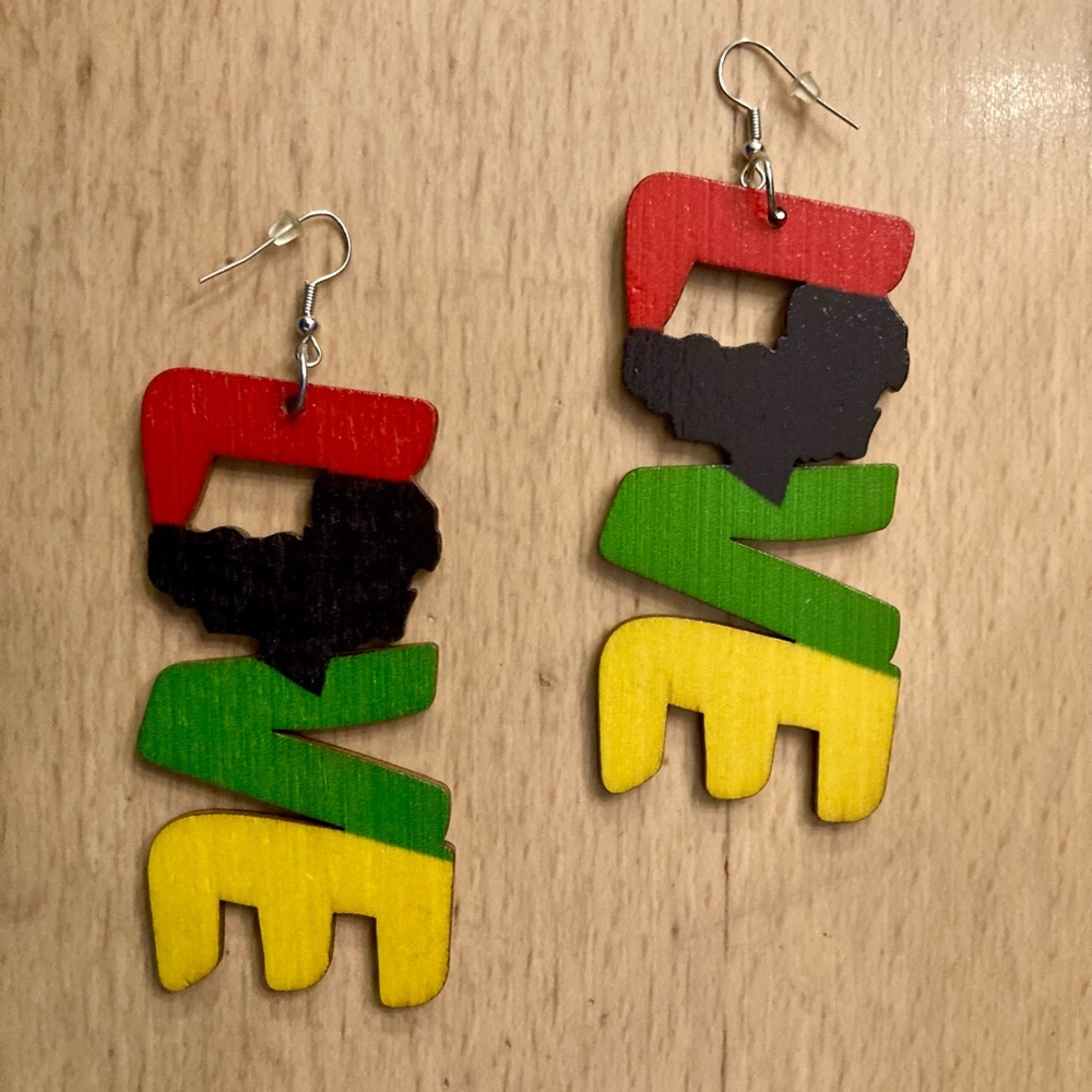 LOVE Africa Wooden  Earrings - Handmade